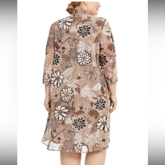 Women’s Formal Dress Plus Size 20W R&M RICHARDS Beige 3/4 Sleeve Jacket Dress - Picture 6 of 6